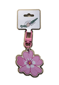 Pink blossom wooden keychain transparent PNG.