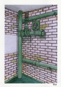 A5 Green Pipe Art Print
