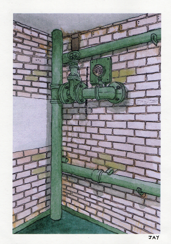 A5 Green Pipe Art Print